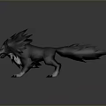 3D Model of Mythical Wolf With Aggressive Stance And Detailed Fur