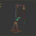 Functional Wooden Industrial Equipment With Tripod Base Pulley Chain And Hook