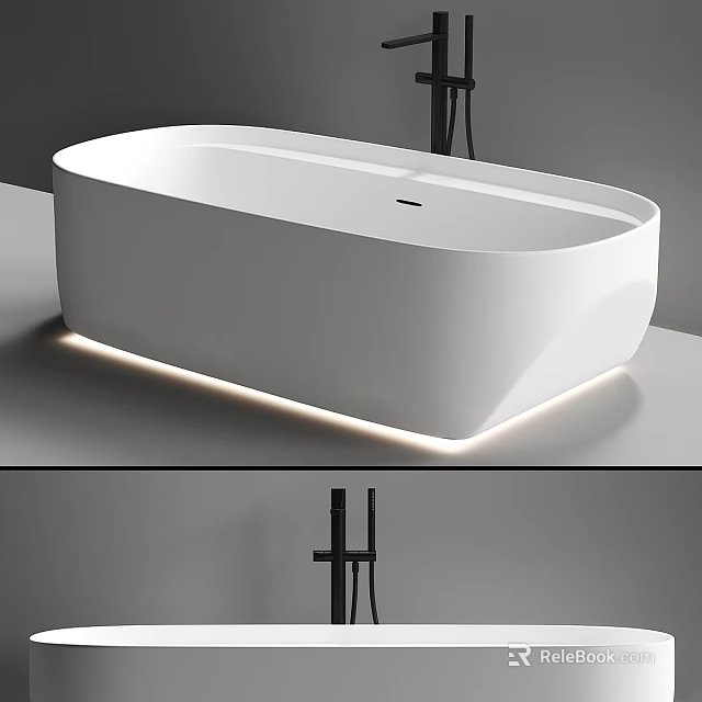 Modern White Bathtub With Integrated Bottom Lighting 3d model 