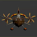 Water Vehicle With Yellow Red Design Wooden Hull Airplane Wings And Propellers