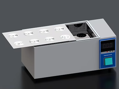 Industrial Thermostatic Water Bath Equipment With Multiple Wells Lid Digital Display And Control Panel 3d model