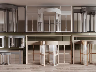 Modern Revolving Doors With Glass And Metal Frames In Various Designs 3d model