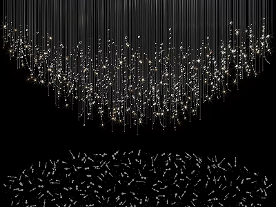 Modern Hanging Chandelier With Thin Lines Sparkling Small Lights And Decorative Design 3d model