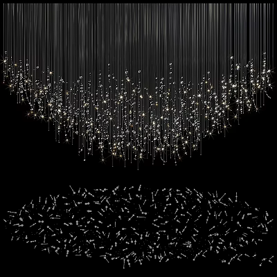 Modern Hanging Chandelier With Thin Lines Sparkling Small Lights And Decorative Design 3d model