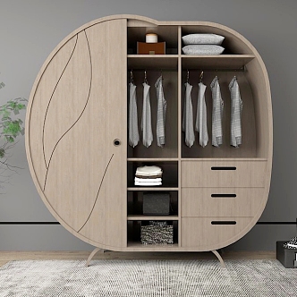 wardrobe shape cabinet round cabinet 3d model