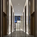 Contemporary Elevator Lobby Interior With Recessed Lighting Polished Marble Floors And Wooden Accents