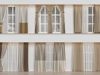 Modern Home Curtain Combination Color-matching Curtain Fabric Curtain Milk Tea Curtain 3d model