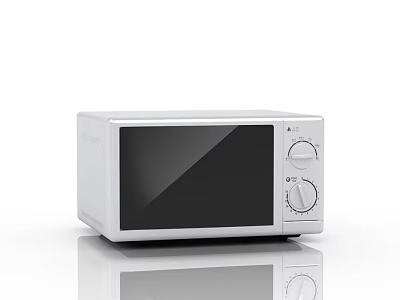 Modern Silver Microwave Oven As Essential Kitchen Appliance With Glass Door And Knobs 3d model