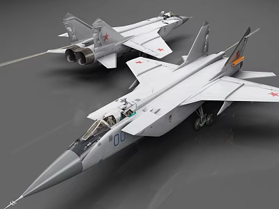 Two Russian Supersonic Military Fighter Jet Models With Red Star And Number 01 3d model