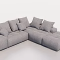 Modern Gray L shaped Sectional Sofa with Multiple Soft Cushions for Living Room 3d model