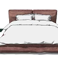 Cozy Double Bed With Brown Headboard White Bed Sheets And Pillows Near Colored Fabric Samples