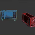 Construction Site Metal Transport Bins In Blue Red With Wheels For Material Handling