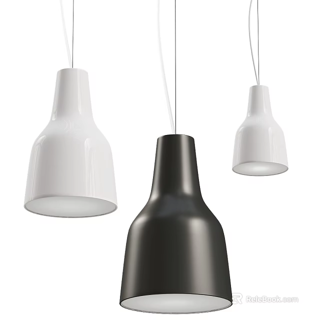 Modern White and Black Pendant Lights with Sleek Minimalist Design 3d model 