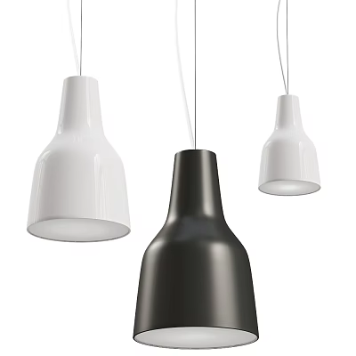 Modern White and Black Pendant Lights with Sleek Minimalist Design 3d model