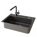 Black Single Bowl Kitchen Sink With Stainless Steel Faucet And Drain Design