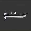 Modern Recreational Boat With Open Deck Black And White Color Comfortable Seats And Console Structure