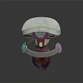 Creative Mushroom Shaped 3D Model With White Top Red Body And Silver Ring Structure
