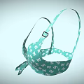 Stylish Green Bikini Top With White Floral Print And Tie Front Detail
