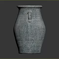 Rustic Blue Gray Clay Vase With Two Handles And Textured Surface For Home Decor 3d model