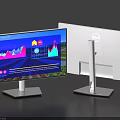 Dell Computer Monitors Featuring Data Visualization Charts And Ergonomic Stand Design 3d model