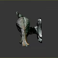Modern Peacock Green Peacock Open Screen 3d model