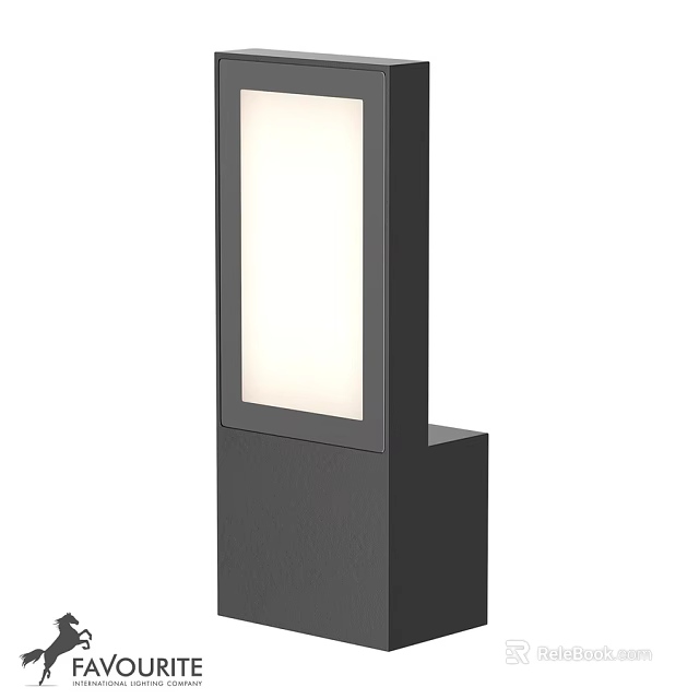 Modern Black Outdoor Light with Rectangular Illuminated Panel and Pillar Design 3d model 