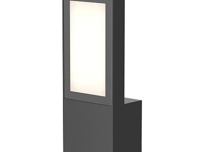 Modern Black Outdoor Light with Rectangular Illuminated Panel and Pillar Design 3d model