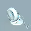 Modern White Air Cooling Fan With Circular Blades Stable Base And Power Cord