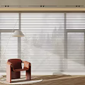 Bright Interior With Venetian Blinds Window Brown Chair And Floor Lamp