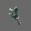 Green Fantasy Bow With Pink Crystal Accents And Intricate Game Inspired Design Details