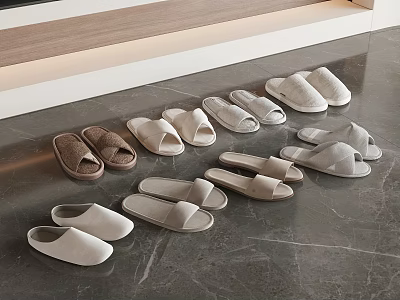 Comfortable Slippers in Various Neutral Colors and Styles for Home Daily Wear 3d model