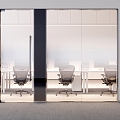 Office white color gradient glass partition 3d model