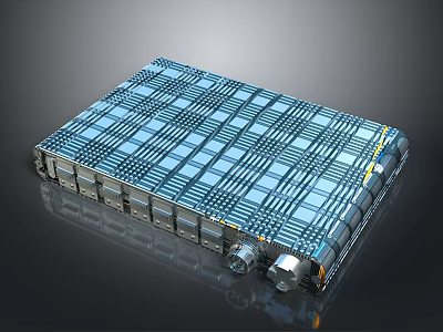 Computer Circuit Board with Blue Grid Design and Precision Tech Connectors for Advanced Computing Systems 3d model