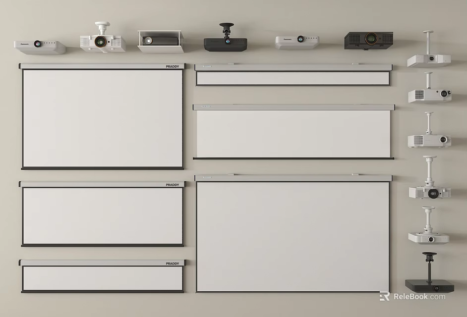 Advanced Projection Monitoring System With Projectors Surveillance Cameras And Projection Screens 3d model 