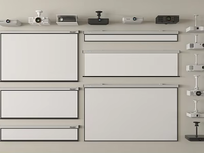 Advanced Projection Monitoring System With Projectors Surveillance Cameras And Projection Screens 3d model