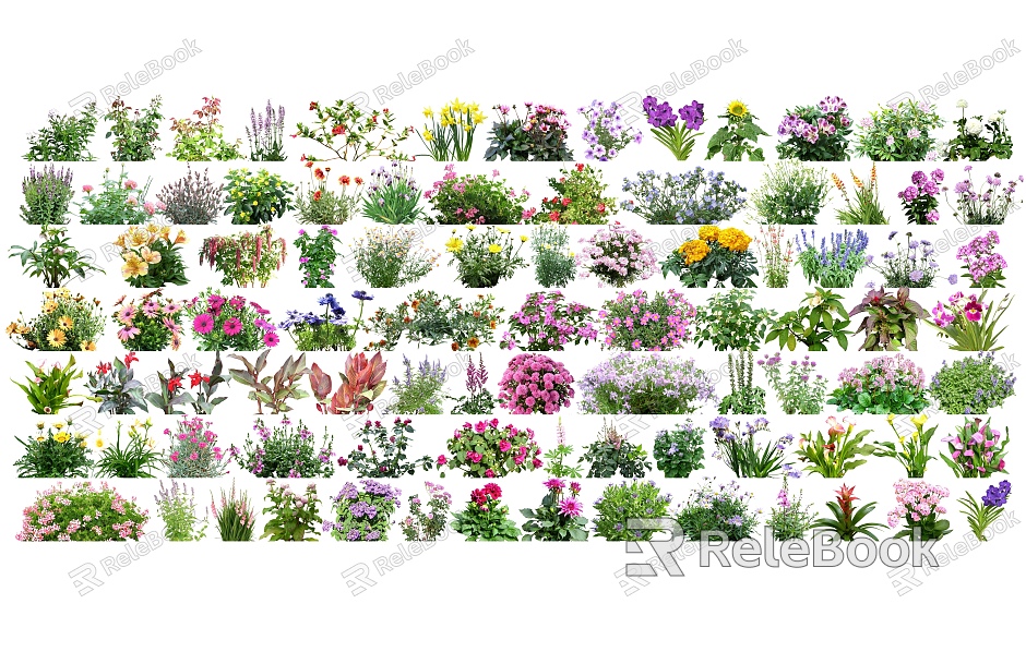 modern flowers flowers flowers and plants covered garden flowers and plants model