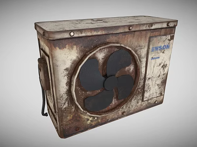 Rusty Old EPSON Air Conditioning Fan With Worn Metal Exterior And Blades 3d model