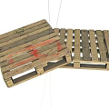 Industrial Equipment Wooden Pallets Stacked With Red Green Markings For Transport Storage