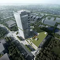 Modern Industrial Factory Building With Glass Curtain Wall And Green Courtyard Space Design