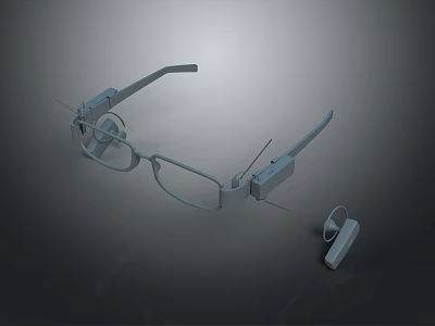 Modern Smart Glasses Design With Attached Earpiece And Portable Device 3d model