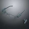 Modern Smart Glasses Design With Attached Earpiece And Portable Device 3d model