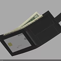 Open Black Leather Wallet With VISA Card US Dollars And Card Slots