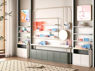 Modern Cosmetics Display Cabinet Skin Care Products Display Stand Display Desk Trade Show Counter Container 3d model