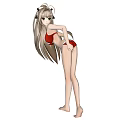 Game Movie Anime Character With Long Brown Hair Red Bikini Pose