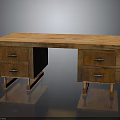 Rustic Wooden Desk Furniture With Wooden Tabletop Drawer Cabinets Two Drawers Each And Bracket Legs