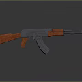 AK47 Assault Rifle with Wooden Stock Grip and Black Metal Body Design