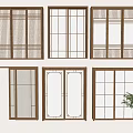 Wooden Sliding Doors With Various Panel Patterns For Home Interior Decoration 3d model