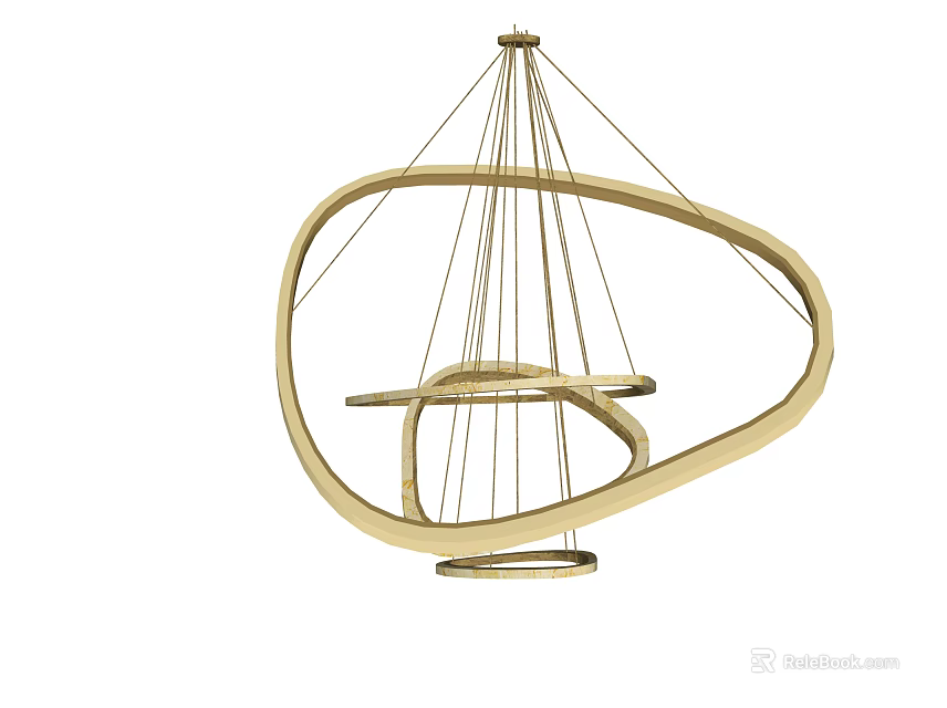 Modern Gold Metal Chandelier With Circular Design And Elegant Structure 3d model 