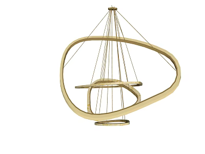 Modern Gold Metal Chandelier With Circular Design And Elegant Structure 3d model
