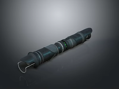 Tactical Modern Weapon With Tubular Design Black Metal Surface Green Optical Lens 3d model